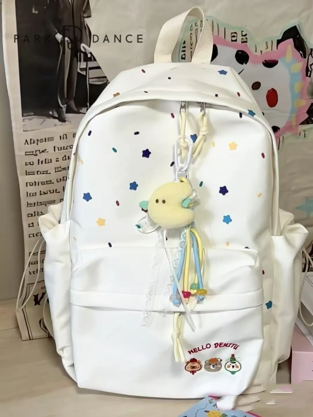 PARK DANCE Bear Embroidery Backpack for School Girls, Lightweight & Stylish - 2