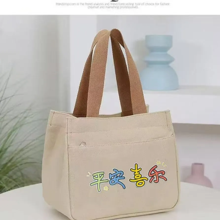 Canvas Tote Bag Large Capacity Lunch Box Bag for Work & School - 2