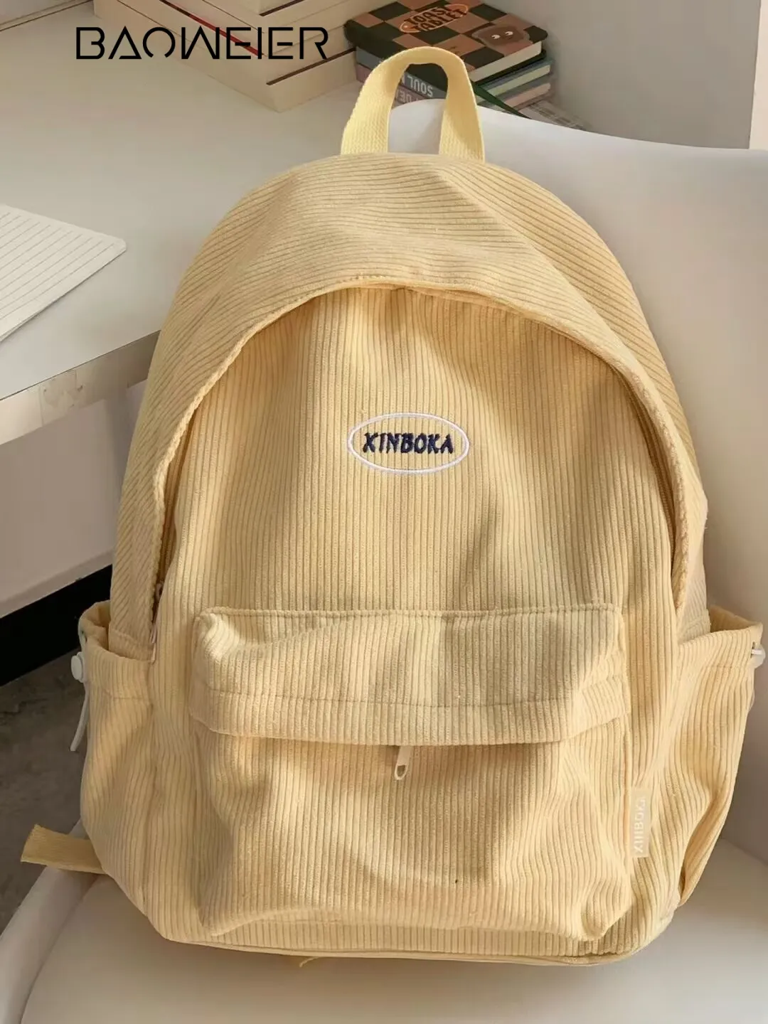 Corduroy Backpack for Women Large Capacity Daypack School College Commuter Bag - 1
