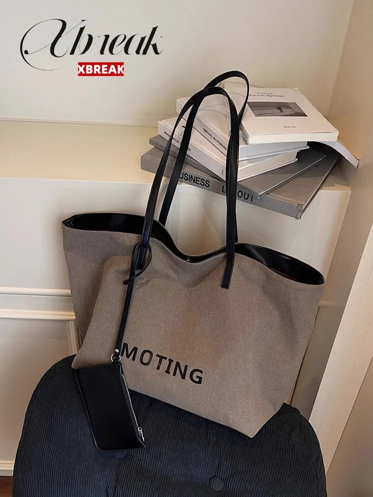 Large Capacity Canvas Tote Bag for Women, Fashionable Shoulder Bag for Commute & School - 2