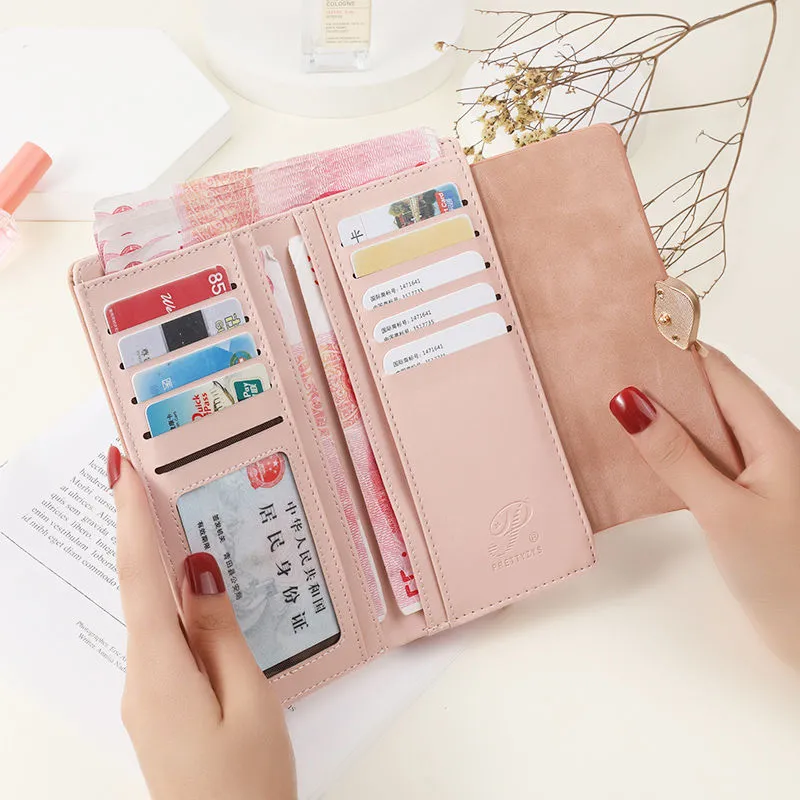 Women's Long Wallet 2025 Retro Matte Leaf Design Slim Purse Fashion Clutch - 4