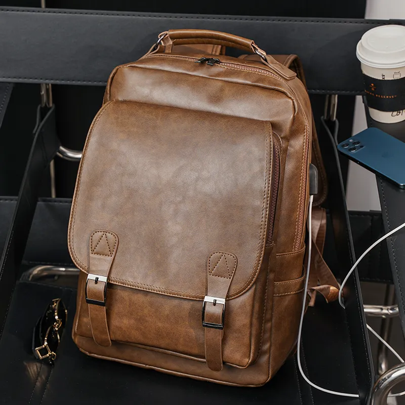 Retro Large Capacity Backpack Men's Laptop Bag Fashion Daypack - 1