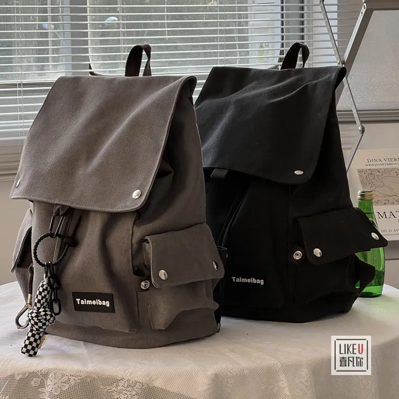 Washed Cotton Canvas Backpack for Commute & School, Unisex Daypack - 1
