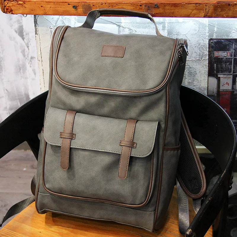 Men's Vintage PU Leather Backpack Large Capacity Laptop Bag for Students - 2