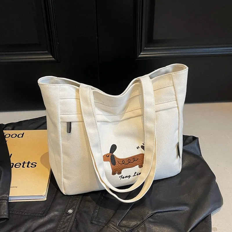 Sausage Dog Tote Bag Women 2025 Large Capacity Canvas Shoulder Bag - 2