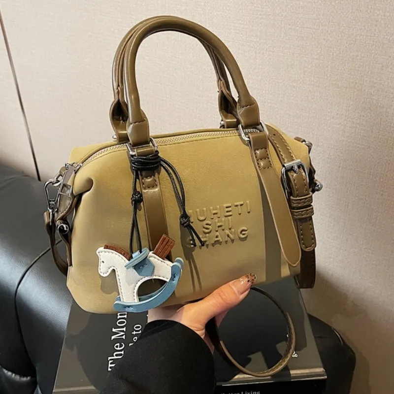 Boston Bag Women 2024 PU Leather Crossbody Shoulder Handbag - 1