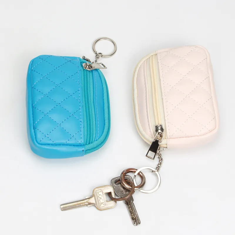 Small Wallets for Women, PU Leather Card Holder Keychain Coin Purse Compact - 3