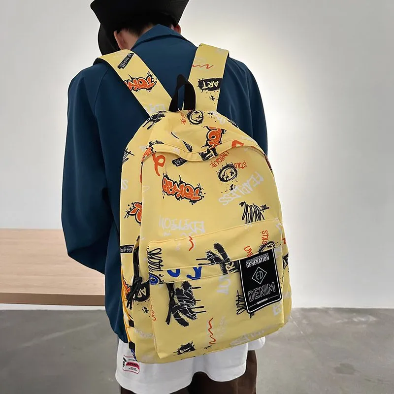 Trendy Graffiti Backpack 2023 Fall Winter Student Bag for Boys 14 Inch Laptop - 3