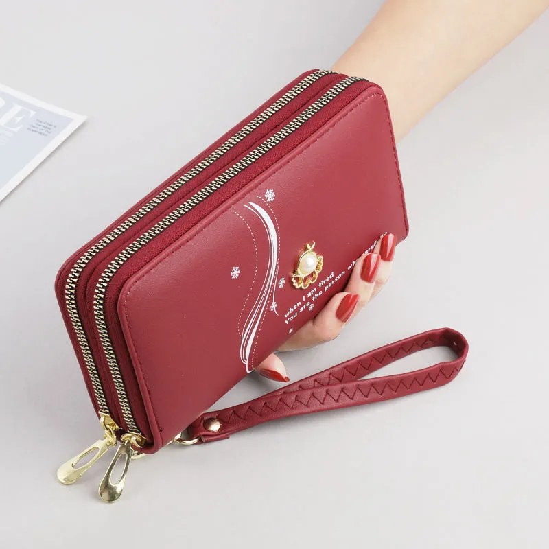 2025 Women's Long Wallet with Double Zipper, Large Capacity Wristlet Phone Purse - 2