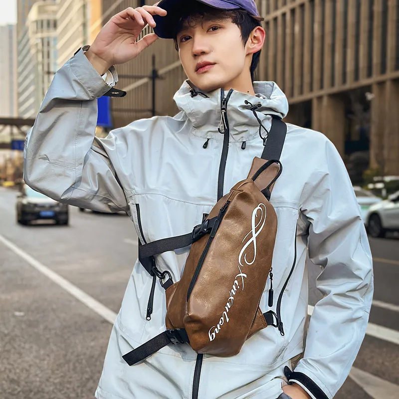 2025 Men's PU Shoulder Bag Crossbody Sling Backpack Large Capacity - 3