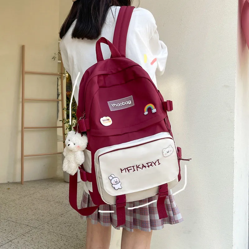 Ins Backpack for Women Large Capacity College Rucksack School Bag - 1