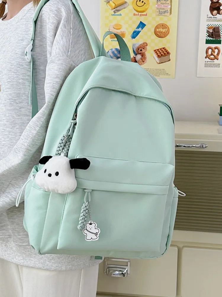 Minimalist Solid Color Backpack for College Students, High School Daypack - 5