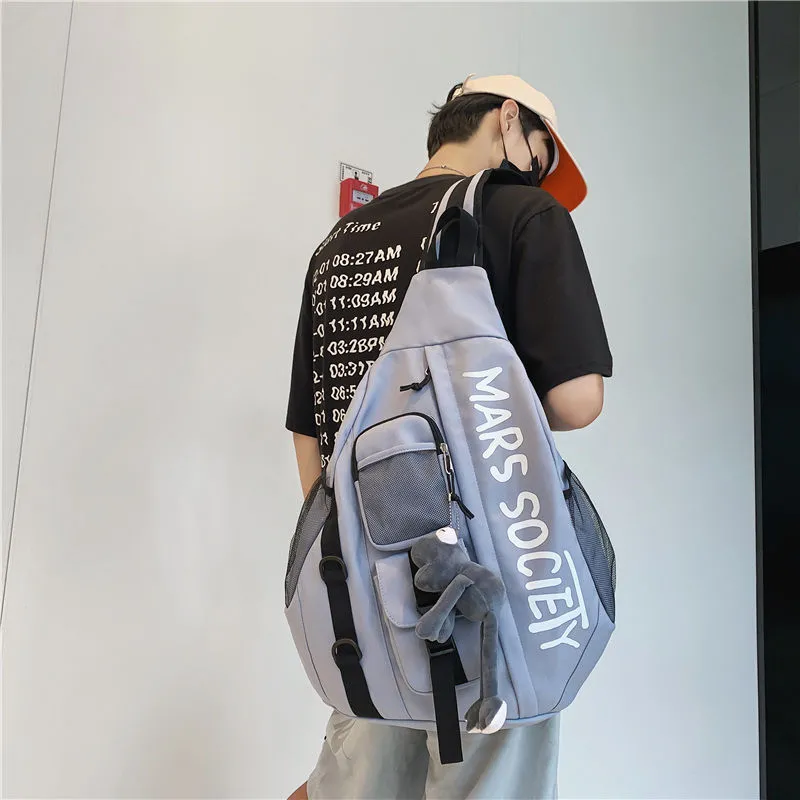 Men's Crossbody Bag Ins Fashion Large Capacity Chest Bag Casual Shoulder Bag - 3