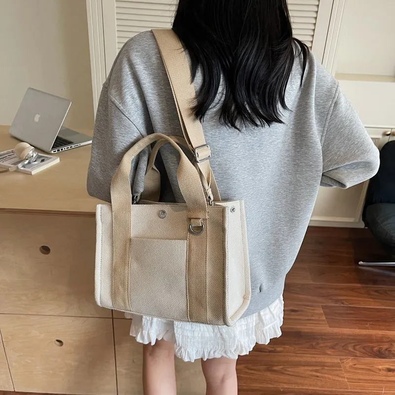 Canvas Tote Bag for Women, Magnetic Closure, Large Capacity Shoulder Bag - 5
