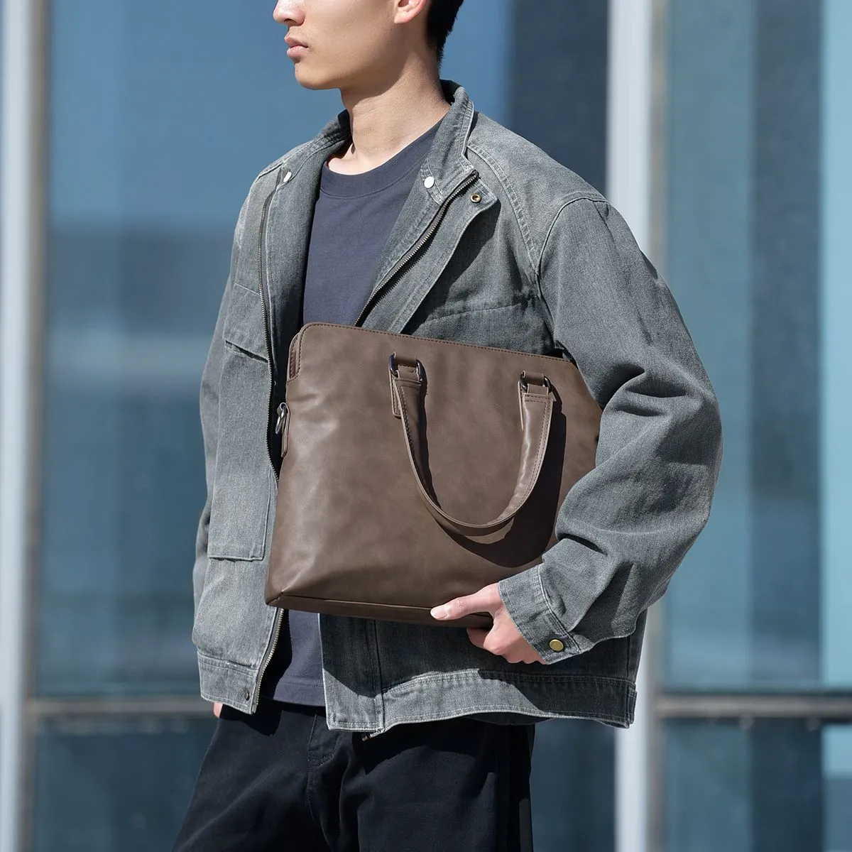 2025 Men's Briefcase Large Capacity Laptop Bag Shoulder Bag - 4