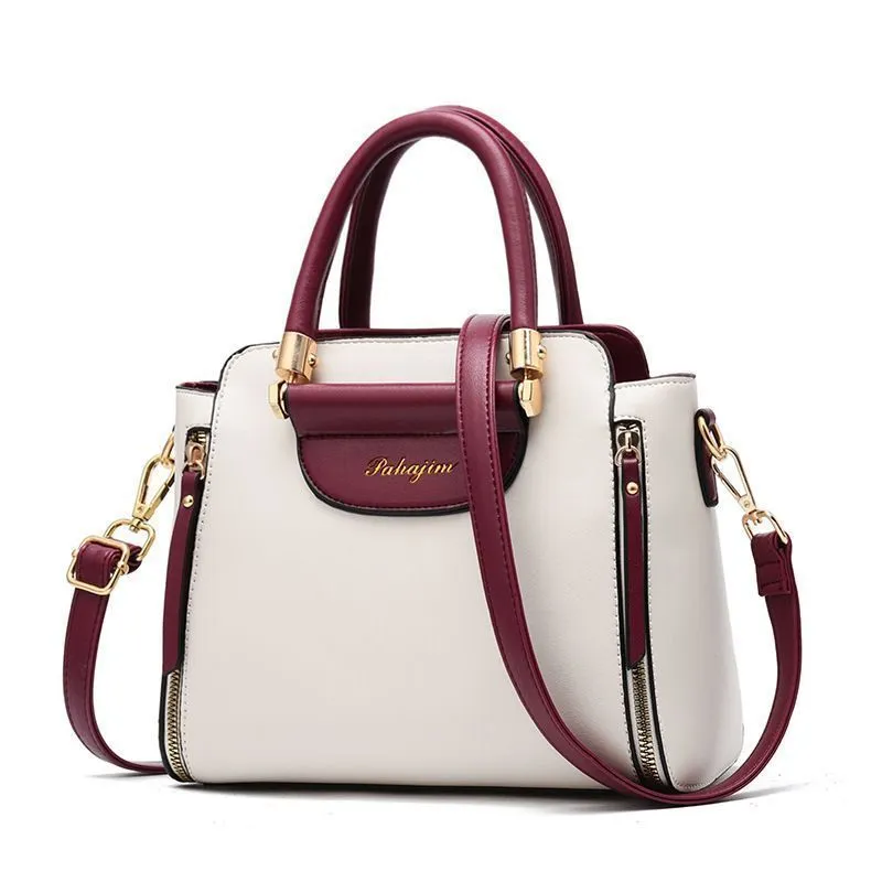 Smile Face Small Crossbody Bag, Color Block PU Women's Purse - 1