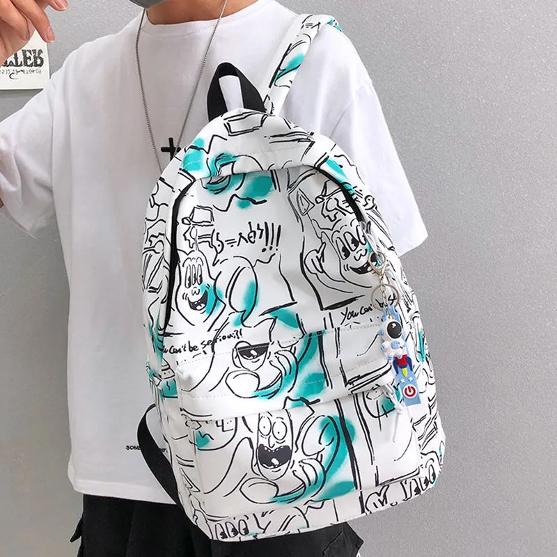 Men's Graffiti Backpack Ins Style Large Capacity Daypack for High School - 3
