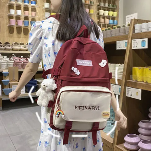 Ins Backpack for Women Large Capacity College Rucksack School Bag - 5