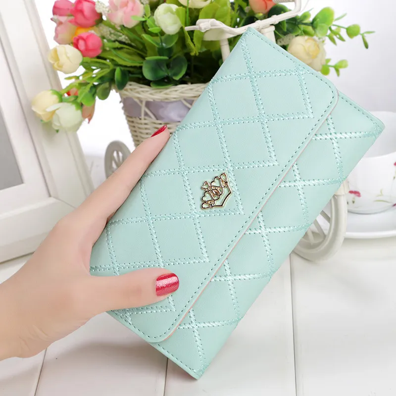 Women's Crown Embossed Long Wallets 2018 Fashion Large Capacity Thin PU - 3