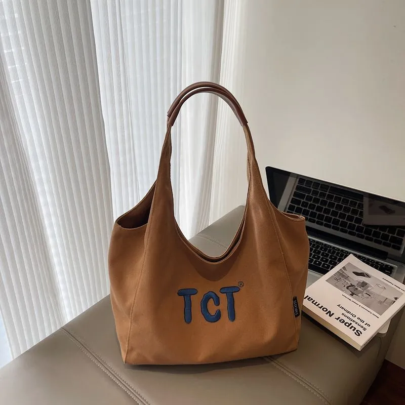 Canvas Tote Bag Magnetic Closure Casual Work Commute Retro - 5