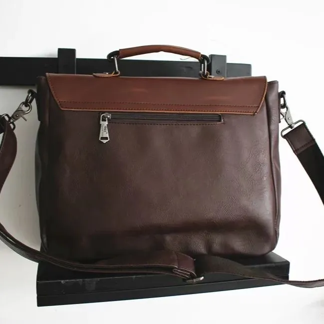 Vintage Handbag Briefcase Crossbody Bag for Business Casual Travel - 4