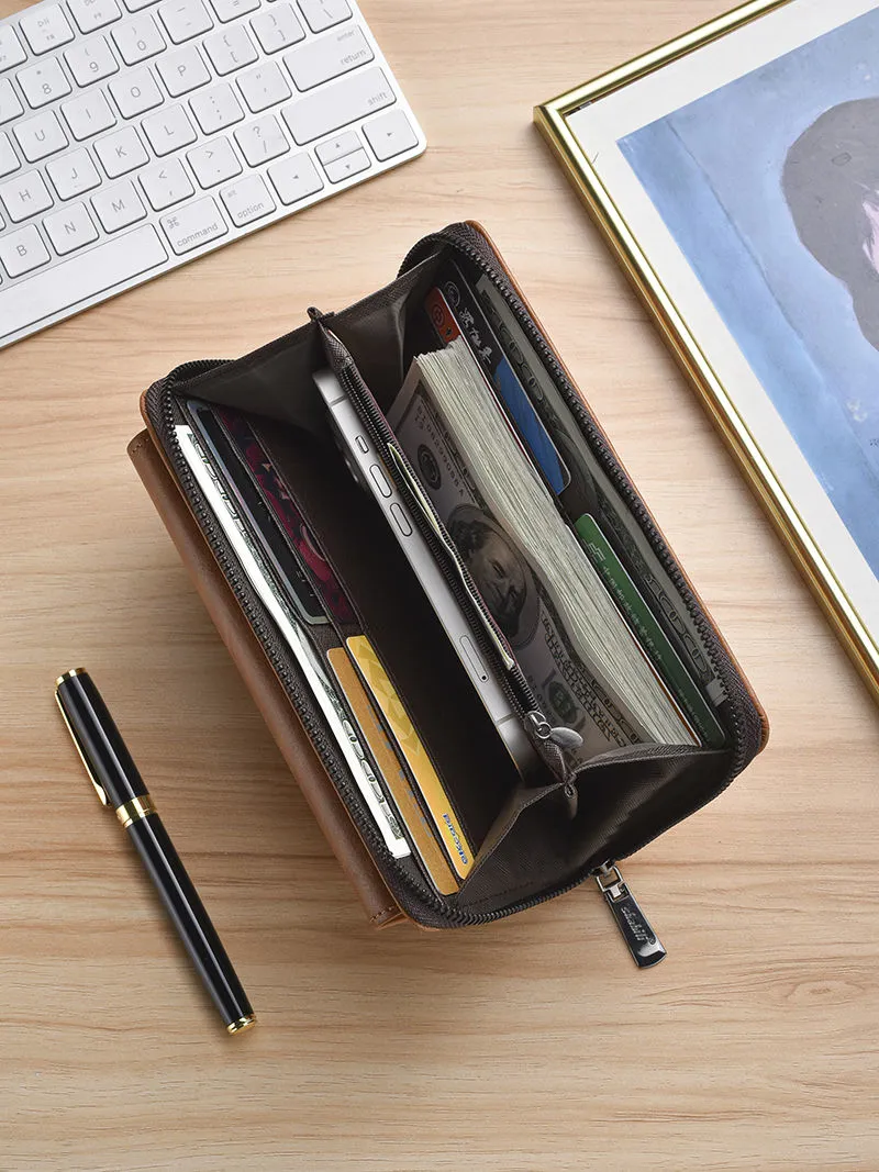 Long Zip Wallet Multi Card Slots Large Capacity Phone Purse for Men Women - 4