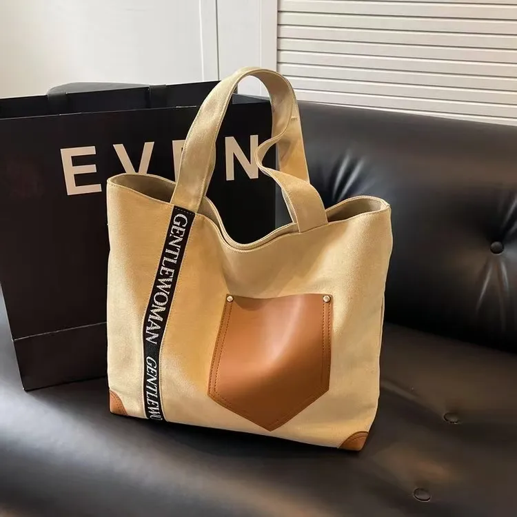 Canvas Tote Bag Women Large Capacity Shoulder Bag Fashion Fall Winter - 1