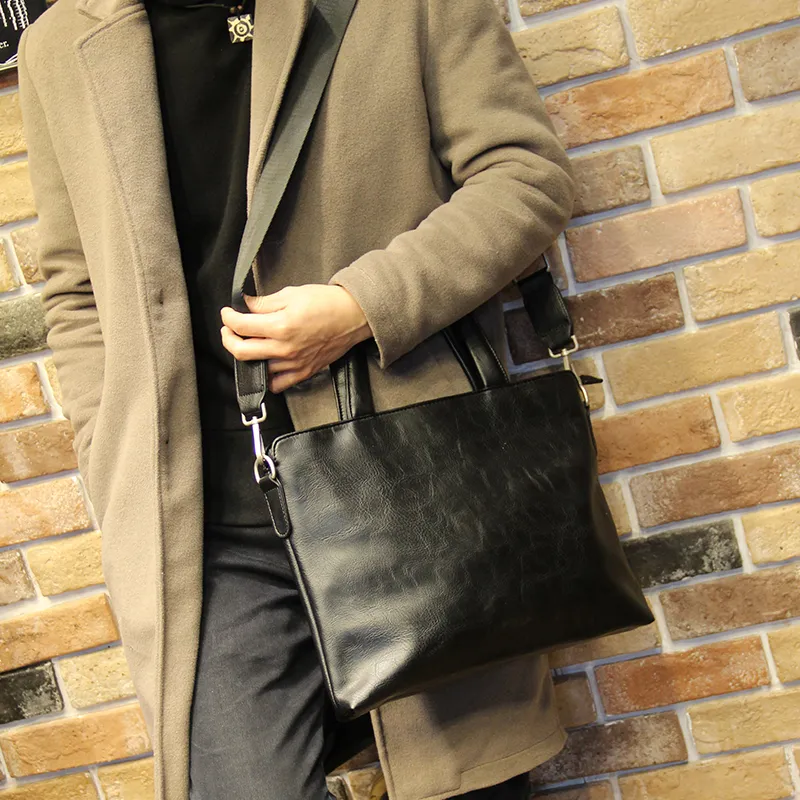 Men's Leather Briefcase, PU Business Tote Bag, 2023 New Fashion - 3