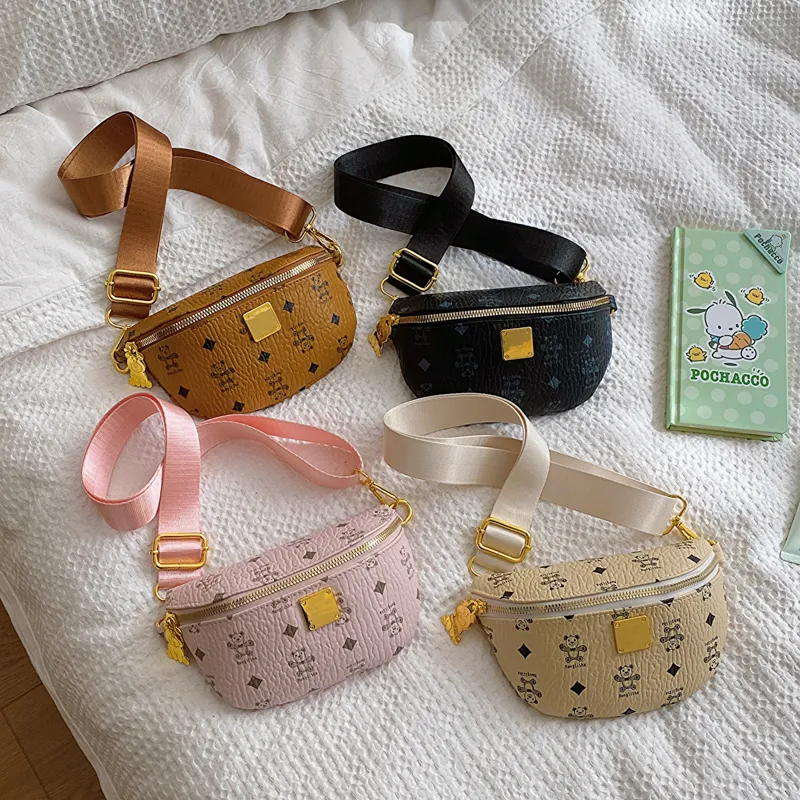 Kids Waist Bag Cute Bear Crossbody Bag for Girls, Fashionable Sling Bag - 2