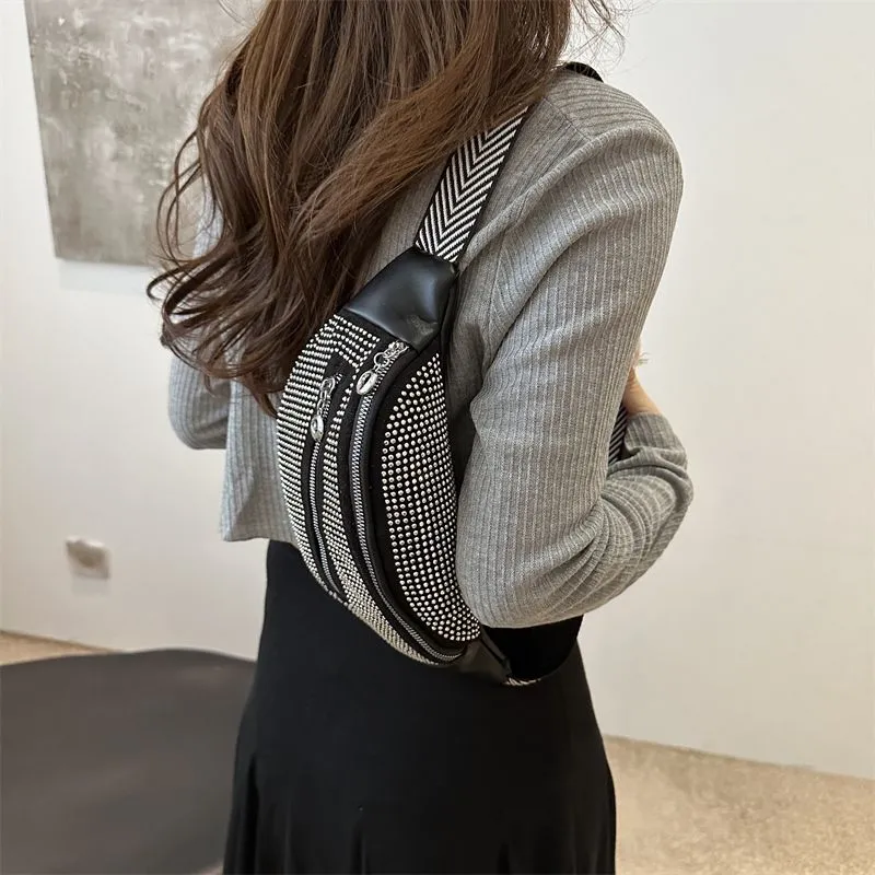 Rhinestone Waist Bag 2024, Fashion Crossbody Bag for Women with Shiny Diamonds - 1