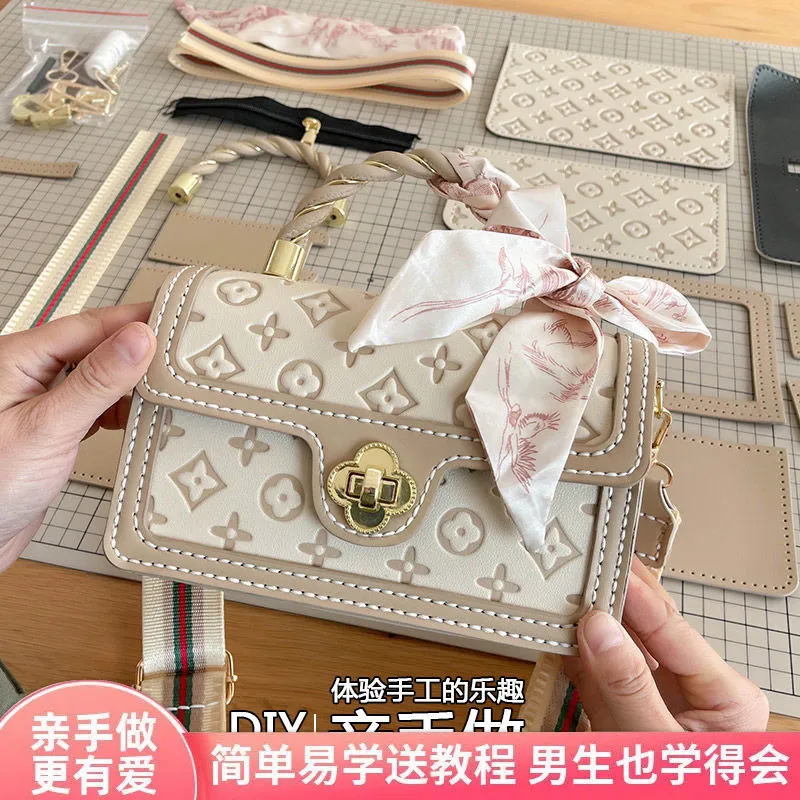 DIY Knitting Bag Kit - Shoulder Crossbody Sakura Bag with Tools & Scarf - 4