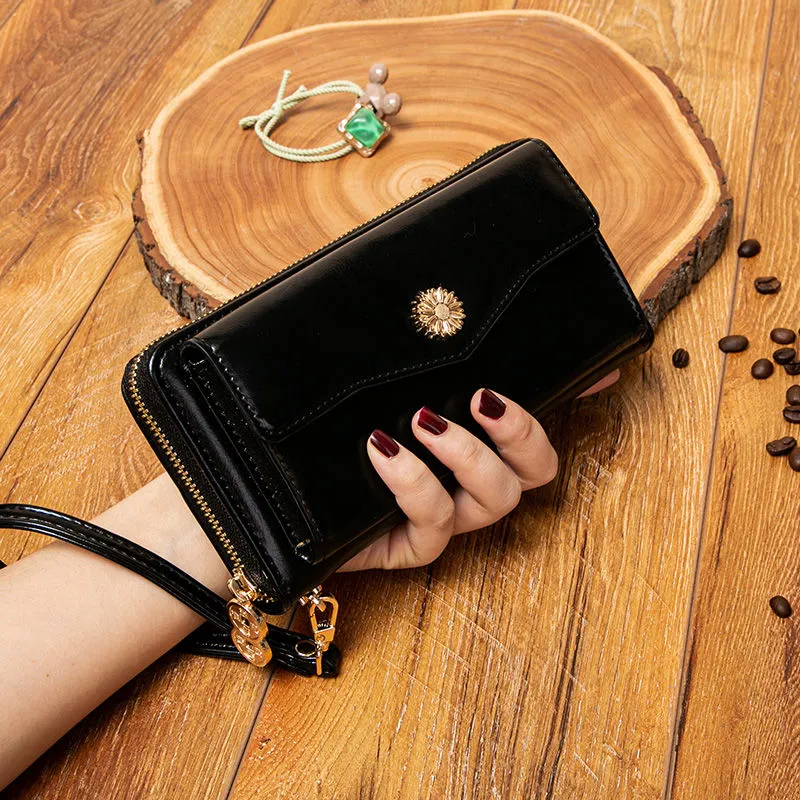 Long Zip Wristlet Wallet for Women, PU Leather Phone Clutch with Multi Card Slots - 2