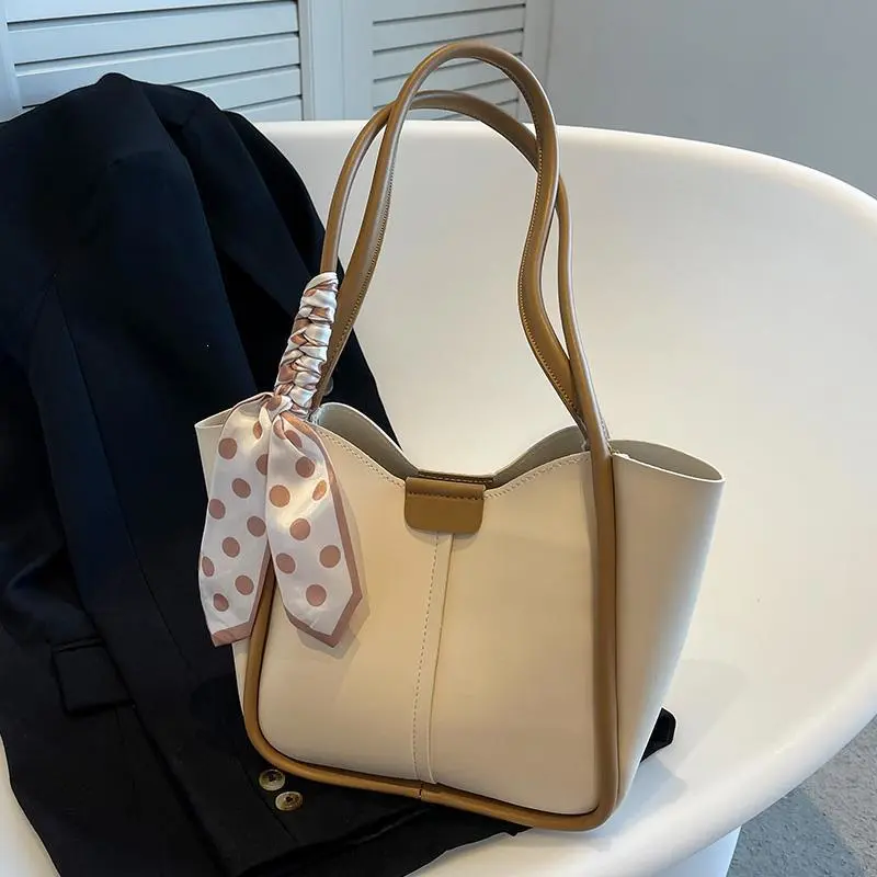 Tote Bag for Women 2025 New Color Block Simple Shoulder Bag - 4