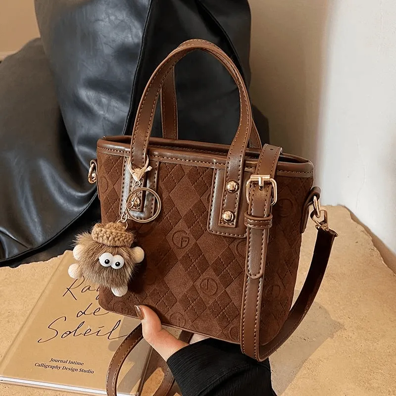 Velvet Bucket Bag 2025 New Retro Shoulder Crossbody Purse for Women - 2
