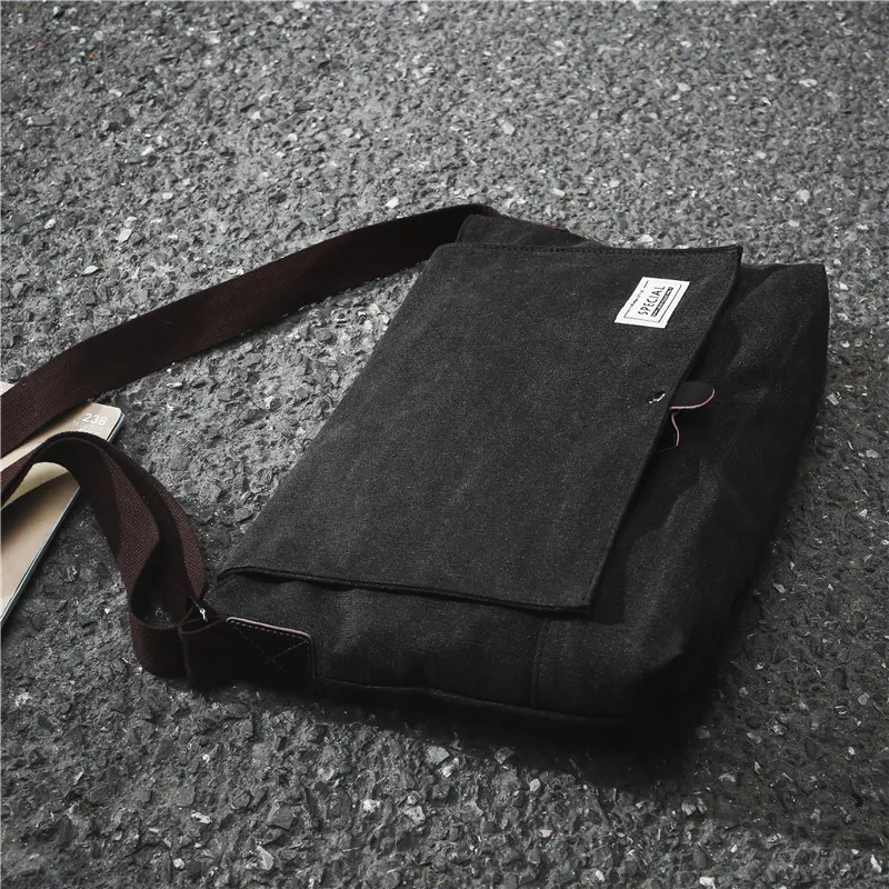Men's Canvas Messenger Bag 14 Inch Laptop Crossbody Sling Backpack - 1
