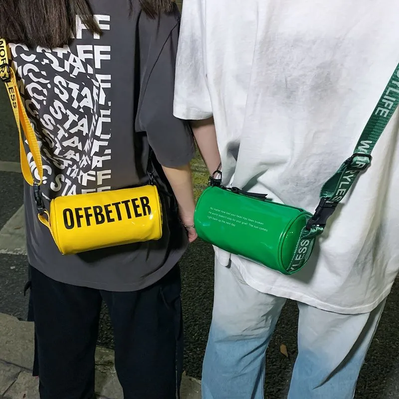 Men's Crossbody Bag Ins Fashion Round Tube Shoulder Bag Street Style - 5