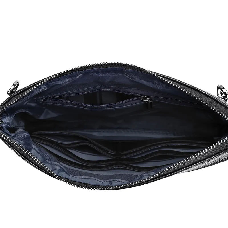 Men's Leather Look PU Handbag Large Capacity Zipper Envelope Clutch - 5