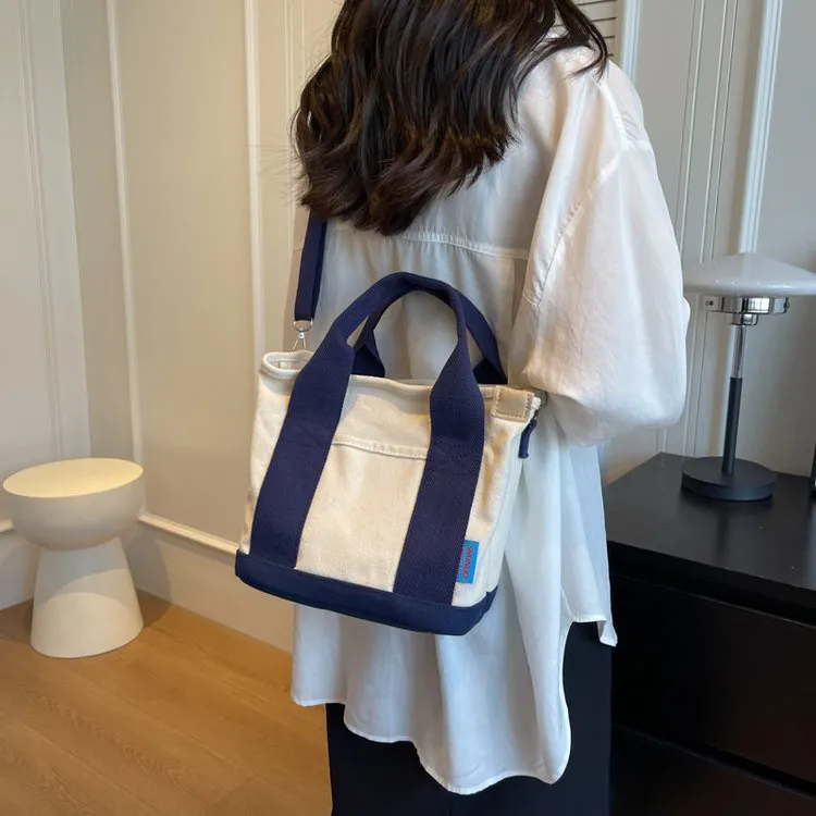 2024 Canvas Tote Bag Large Capacity Student Multilayer Commuter Crossbody Bag - 4