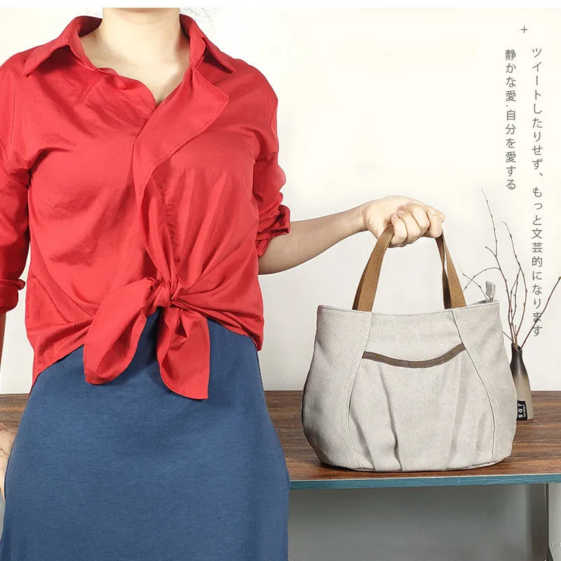 Women's Canvas Tote Bag, Lightweight & Versatile Lunch Bag, Retro Style - 5