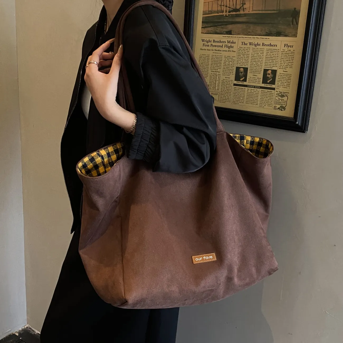 Canvas Tote Bag Large Capacity Retro Shoulder Bag Leopard Print - 1