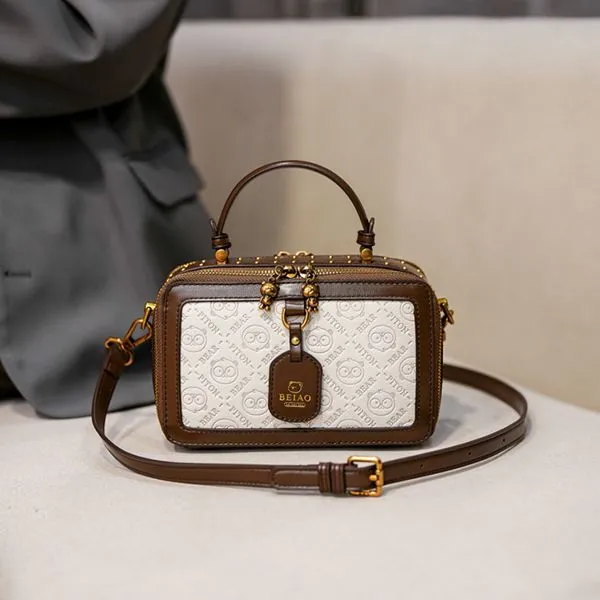 Vintage Box Bag 2025 New Fashion Women Crossbody Bag PU Leather Tote - 1