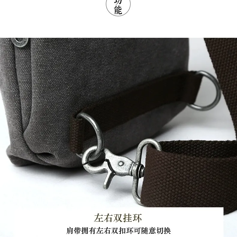 Men's Crossbody Bag Lightweight Canvas Chest Pack for Commute - 4