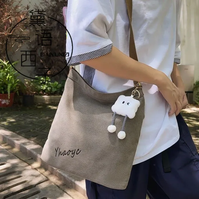 Canvas Messenger Bag Large Capacity Crossbody Bag for Women Ins Style - 3