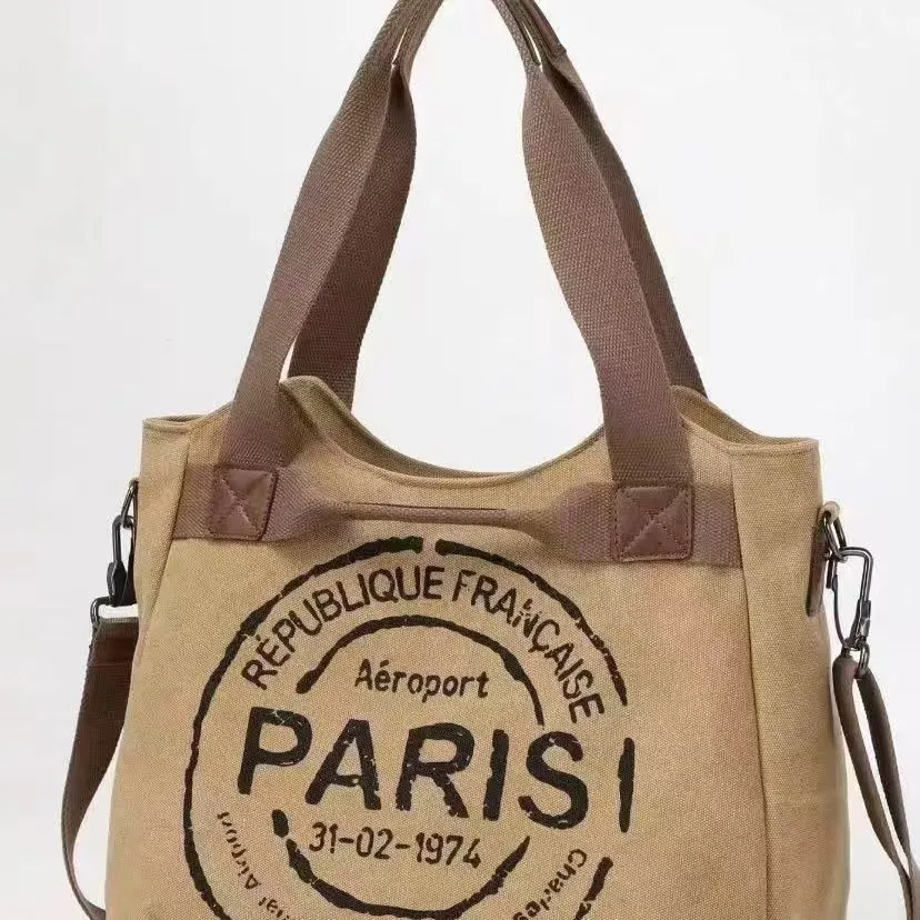 Canvas Tote Bag for Women & Men, Large Capacity Shoulder Bag for School & Commute - 5