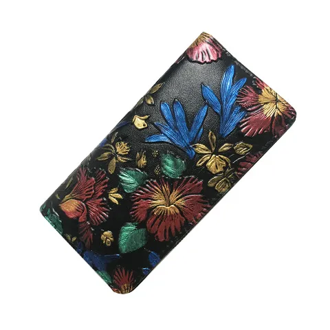 Floral Print Long Zip Wallet for Women, Large Capacity Phone Clutch Purse - 2