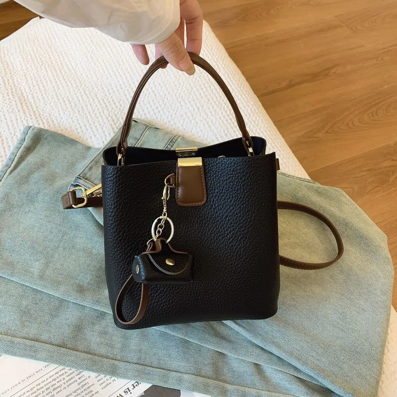 Leather Bucket Bag for Women 2025 New Fashion Tote Shoulder Crossbody Bag - 1