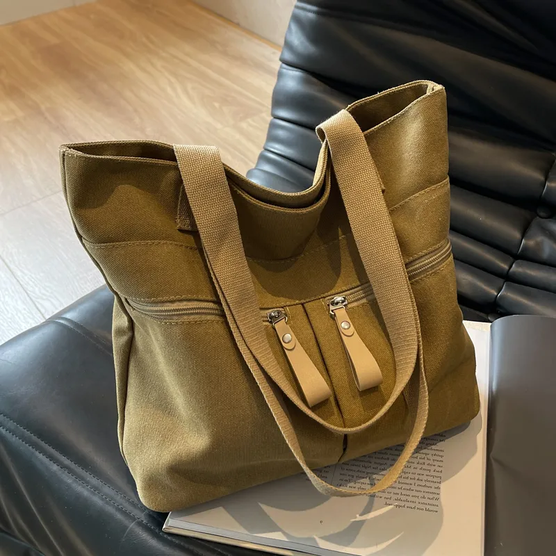 Thick Canvas Tote Bag Women Large Capacity Shoulder Bag - 5