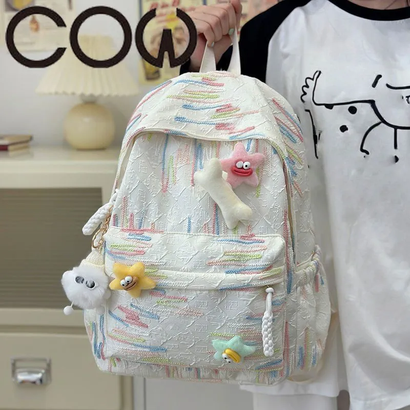 Cute Backpack for Girls, College Student Ins Style Soft Shoulder Bag - 3
