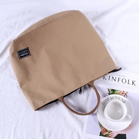 Japanese Canvas Tote Bag with Zipper - Laptop & School Bag for Men Women - 1