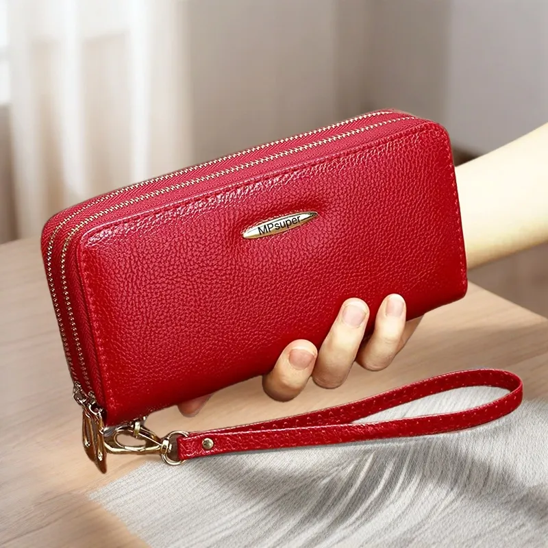 Double Zipper Wallets for Women Large Capacity Long Zip Around Coin Purse - 1
